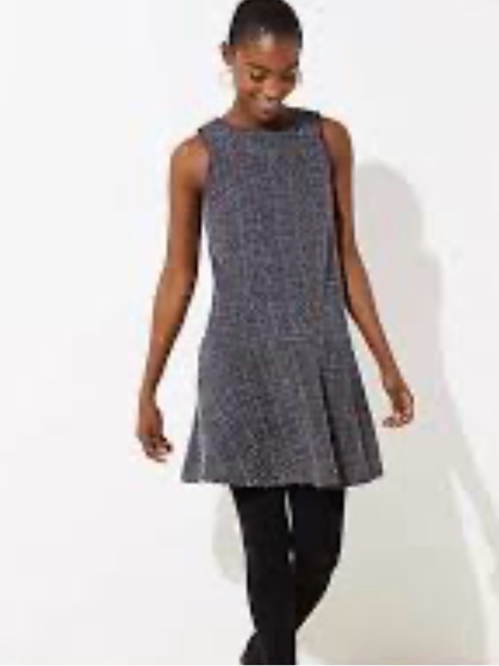 LOFT Sleeveless Brown Textured Mini Flounce Dress